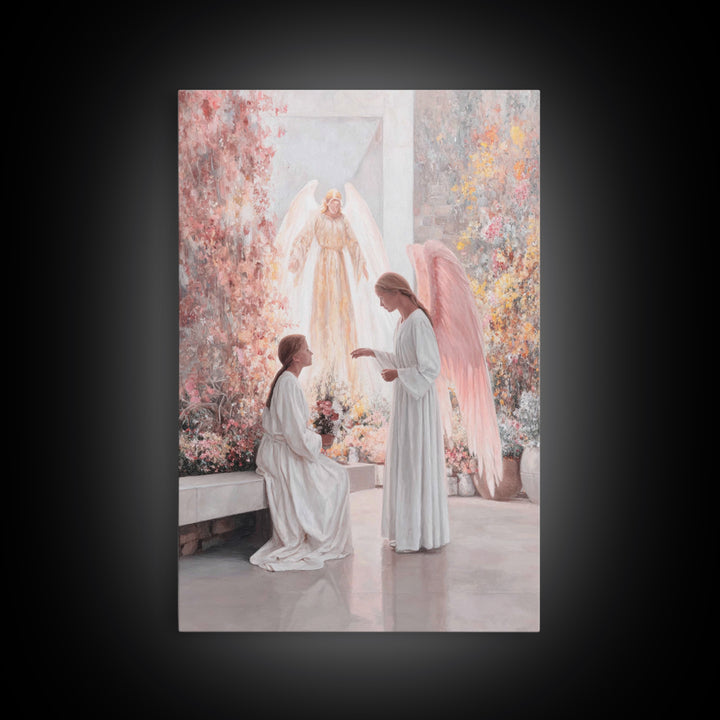 Gentle Angel Watch, Framed Canvas Print, Christian Wall Art, Christian Art Canvas, Christian Painting, Vintage Christian Art, Christian Dec