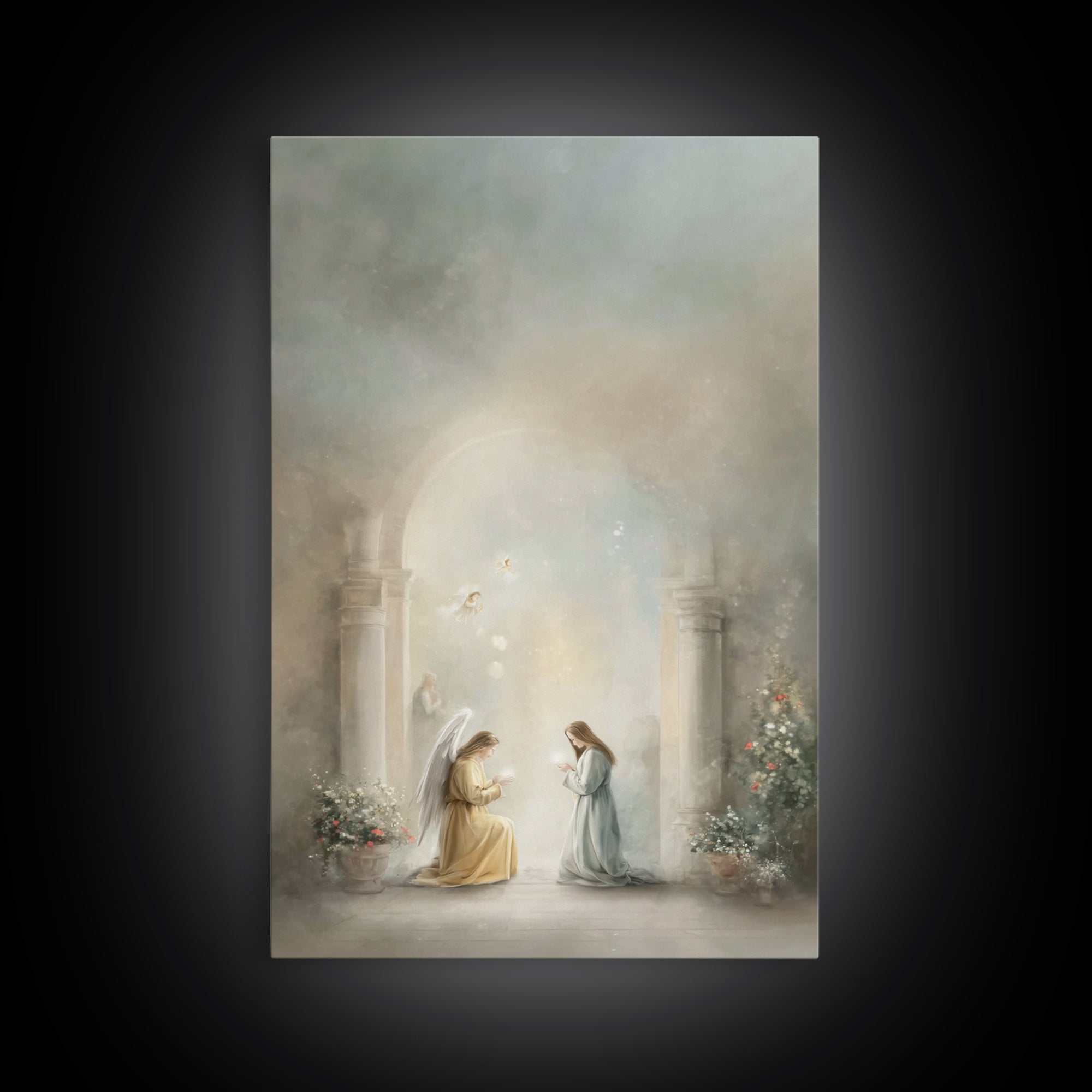 Heavenly Annunciation – Framed Canvas Print – Christian Wall Art – Christian Art Canvas – Vintage Christian Art – Christian Christmas Art