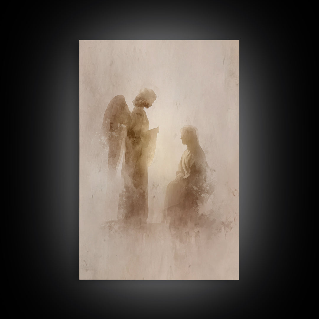 Sacred Encounter, Framed Canvas Print, Christian Wall Art, Christian Art Painting, Subtle Christian Art, Minimalist Christian Art, Christia