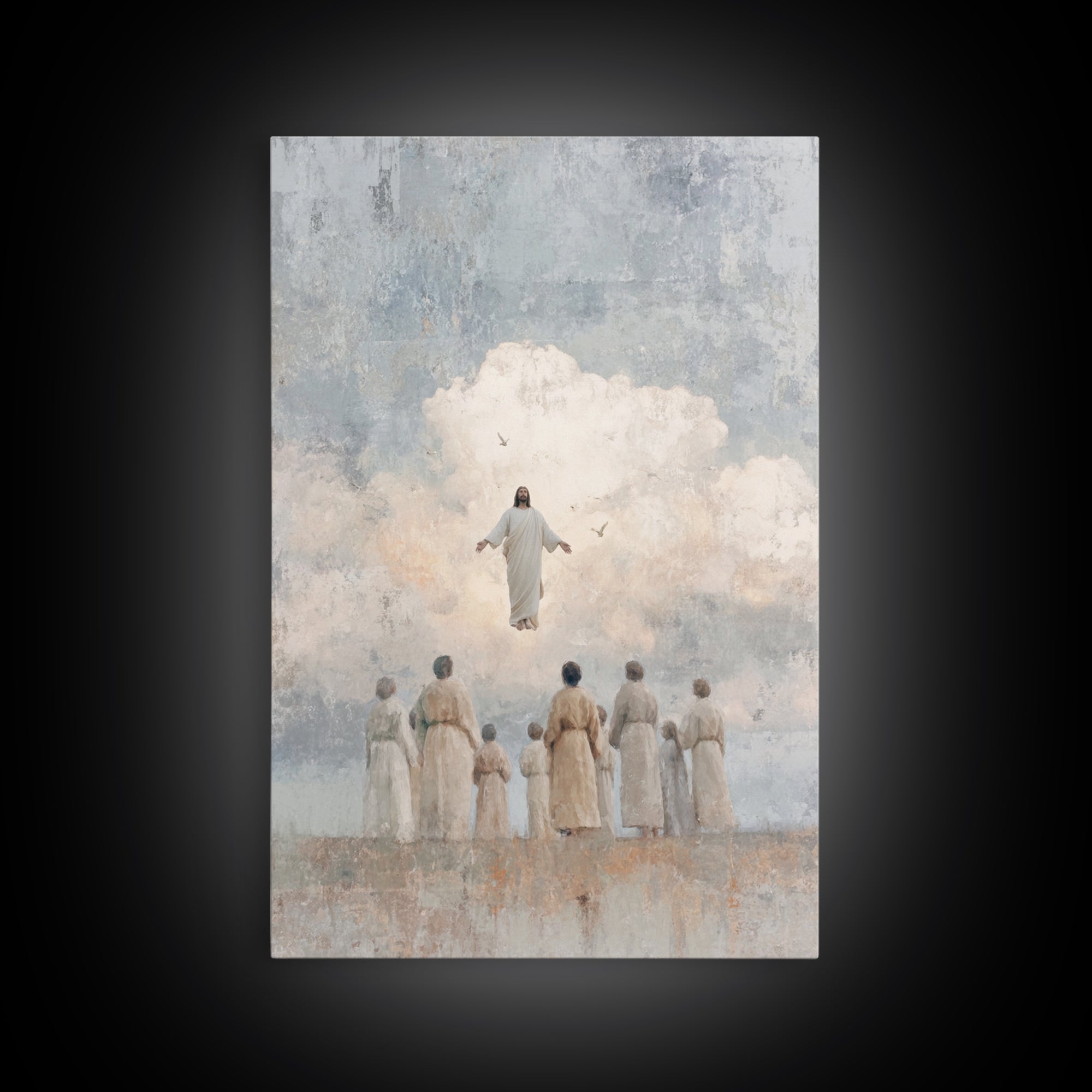 Clouds Of Glory, Framed Canvas Print, Christian Art Prints, Christian Wall Art, Jesus Painting Canvas, Modern Christian Art, Christian Chri