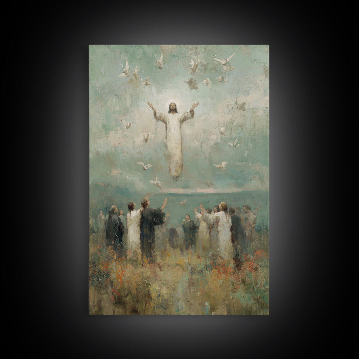 Ascension Light, Framed Canvas Print, Christian Art Canvas, Christian Wall Art, Jesus Painting, Modern Christian Painting, Christian Christ