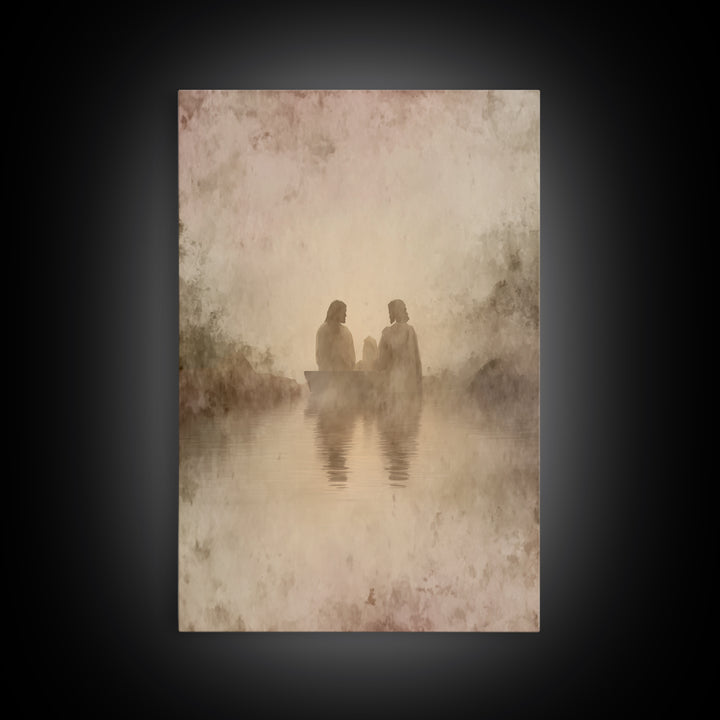Baptism Light, Framed Canvas Print, Christian Wall Art, Christian Art Painting, Subtle Christian Paintings, Large Christian Art, Christian