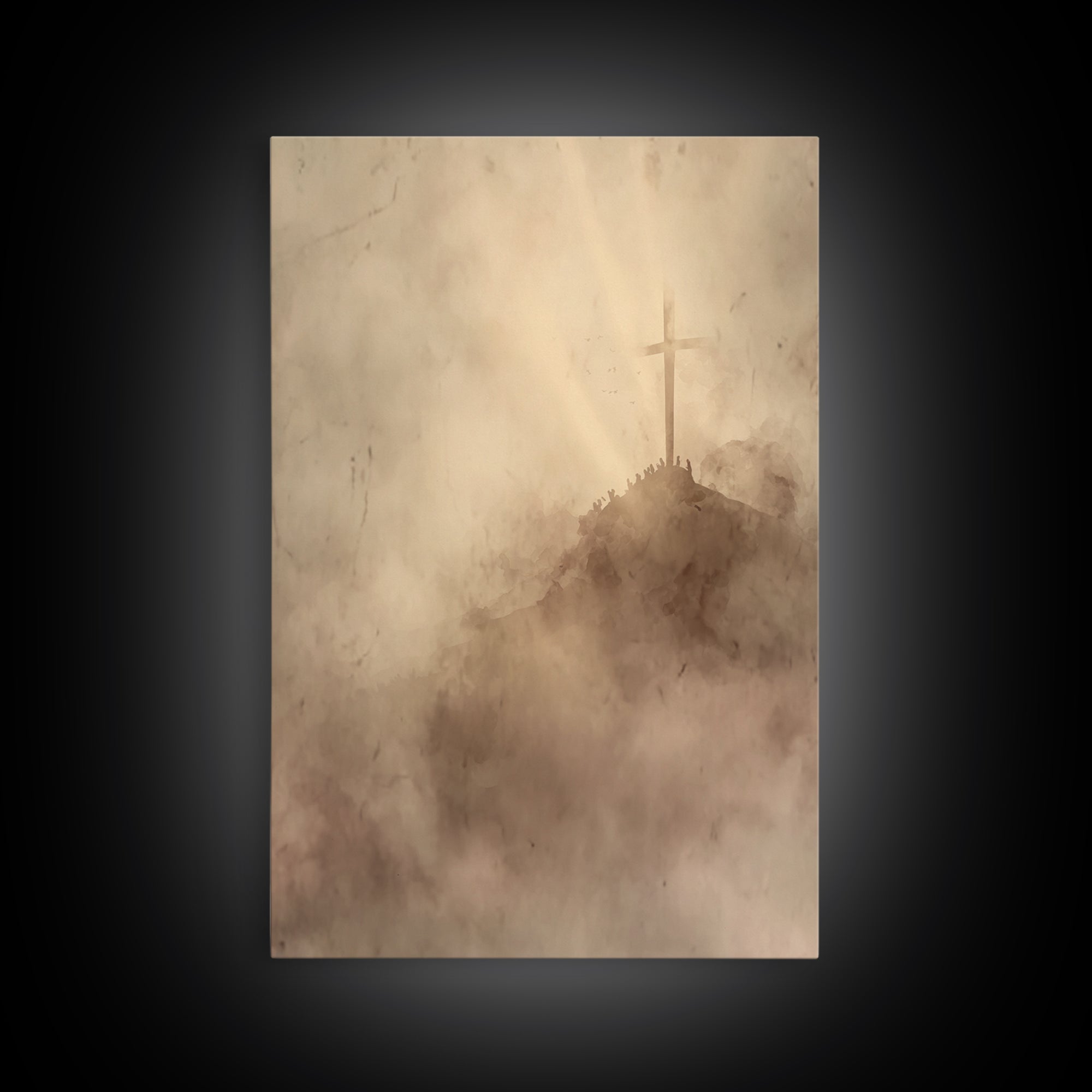 Hill Of Redemption – Framed Canvas Print – Christian Wall Art – Christian Art Canvas – Christian Art – Moody Christian Art – Christian Deco