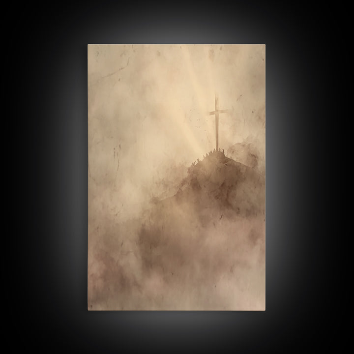 Hill Of Redemption – Framed Canvas Print – Christian Wall Art – Christian Art Canvas – Christian Art – Moody Christian Art – Christian Deco