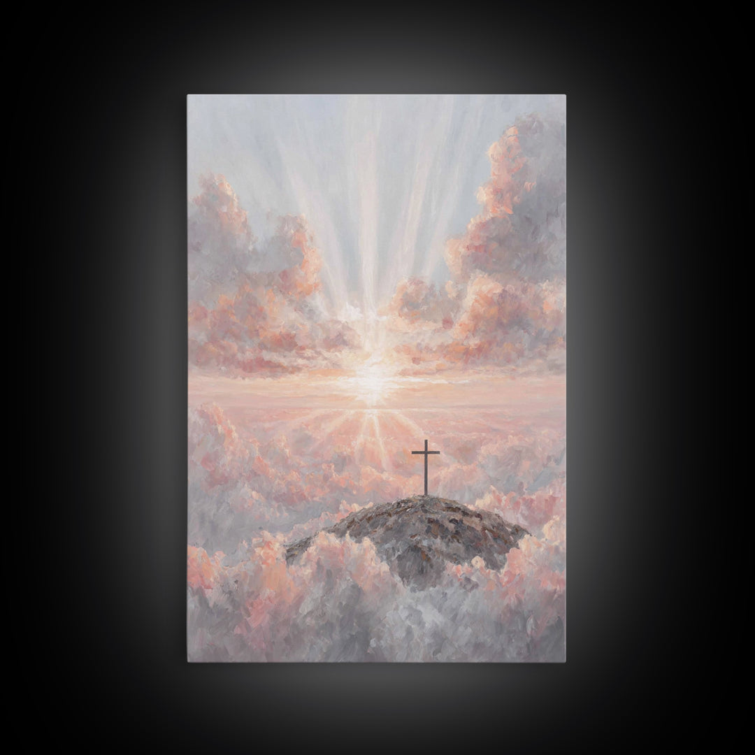 Dawn Of Salvation, Framed Canvas Print, Christian Wall Art, Christian Art Canvas, Modern Christian Art, Christian Paintings, Christian Deco