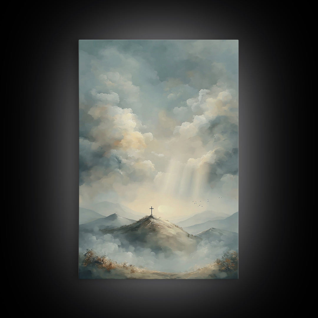Heaven’s Summit | Framed Canvas Print | Christian Art Canvas | Christian Wall Art | Large Christian Art | Modern Christian Painting | Chris