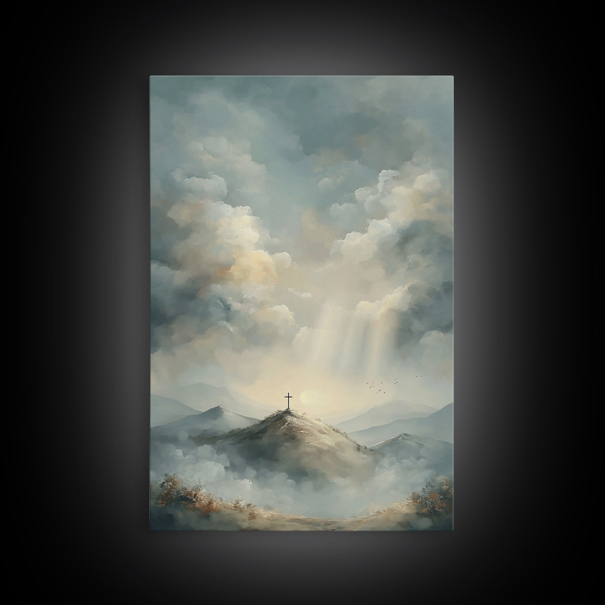 Heaven’s Summit | Framed Canvas Print | Christian Art Canvas | Christian Wall Art | Large Christian Art | Modern Christian Painting | Chris