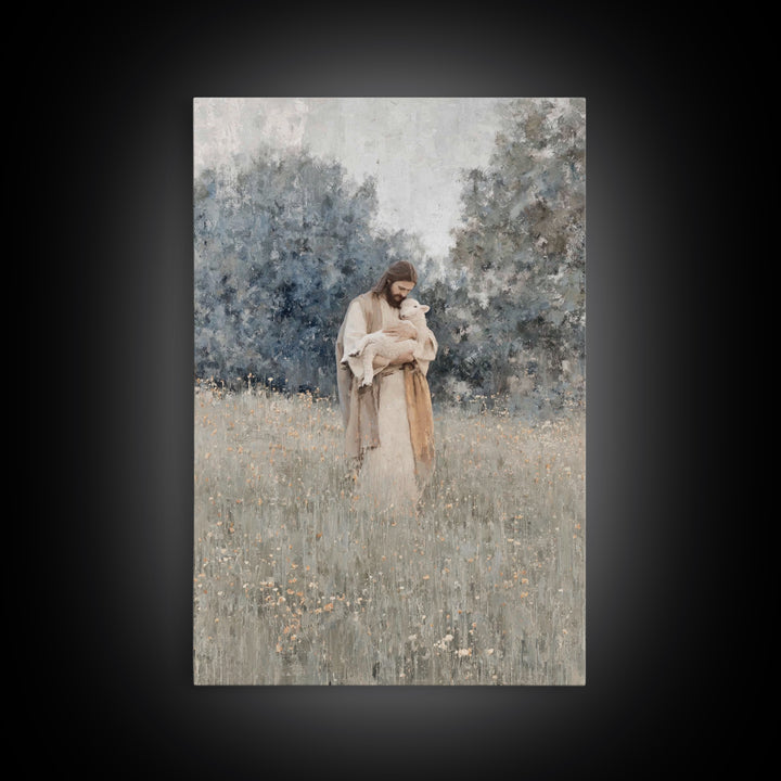 Lamb Of Grace | Framed Canvas Print | Jesus Painting | Christian Art Canvas | Christian Wall Art | Modern Christian Art | Christian Gift Id