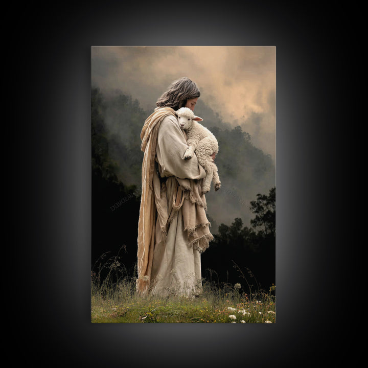 Pasture Keeper – Framed Canvas Print – Christian Art Canvas – Christian Wall Art – Vintage Christian Art – Christian Paintings – Christian