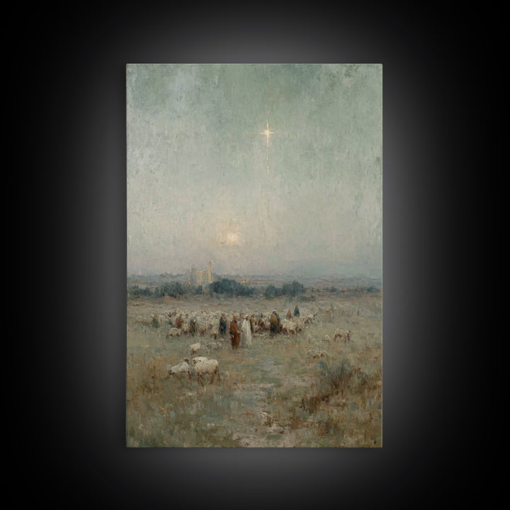 Star Of Bethlehem – Framed Canvas Print – Christian Wall Art – Christmas Art Prints – Christian Art Canvas – Vintage Christian Art – Christ