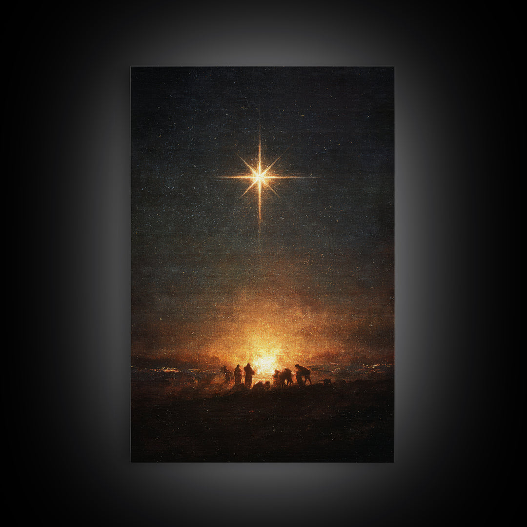 Night Of Wonder, Framed Canvas Print, Christian Christmas Art, Christian Wall Art, Christmas Canvas Wall Art, Moody Christmas Art, Christia