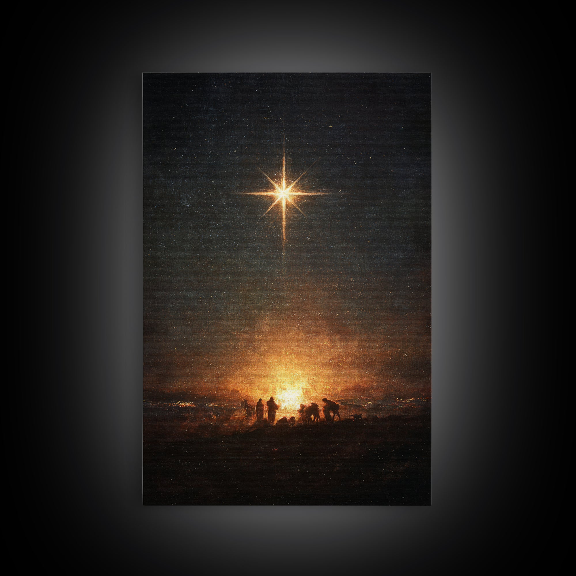 Night Of Wonder, Framed Canvas Print, Christian Christmas Art, Christian Wall Art, Christmas Canvas Wall Art, Moody Christmas Art, Christia