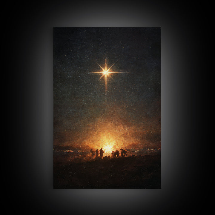 Night Of Wonder, Framed Canvas Print, Christian Christmas Art, Christian Wall Art, Christmas Canvas Wall Art, Moody Christmas Art, Christia