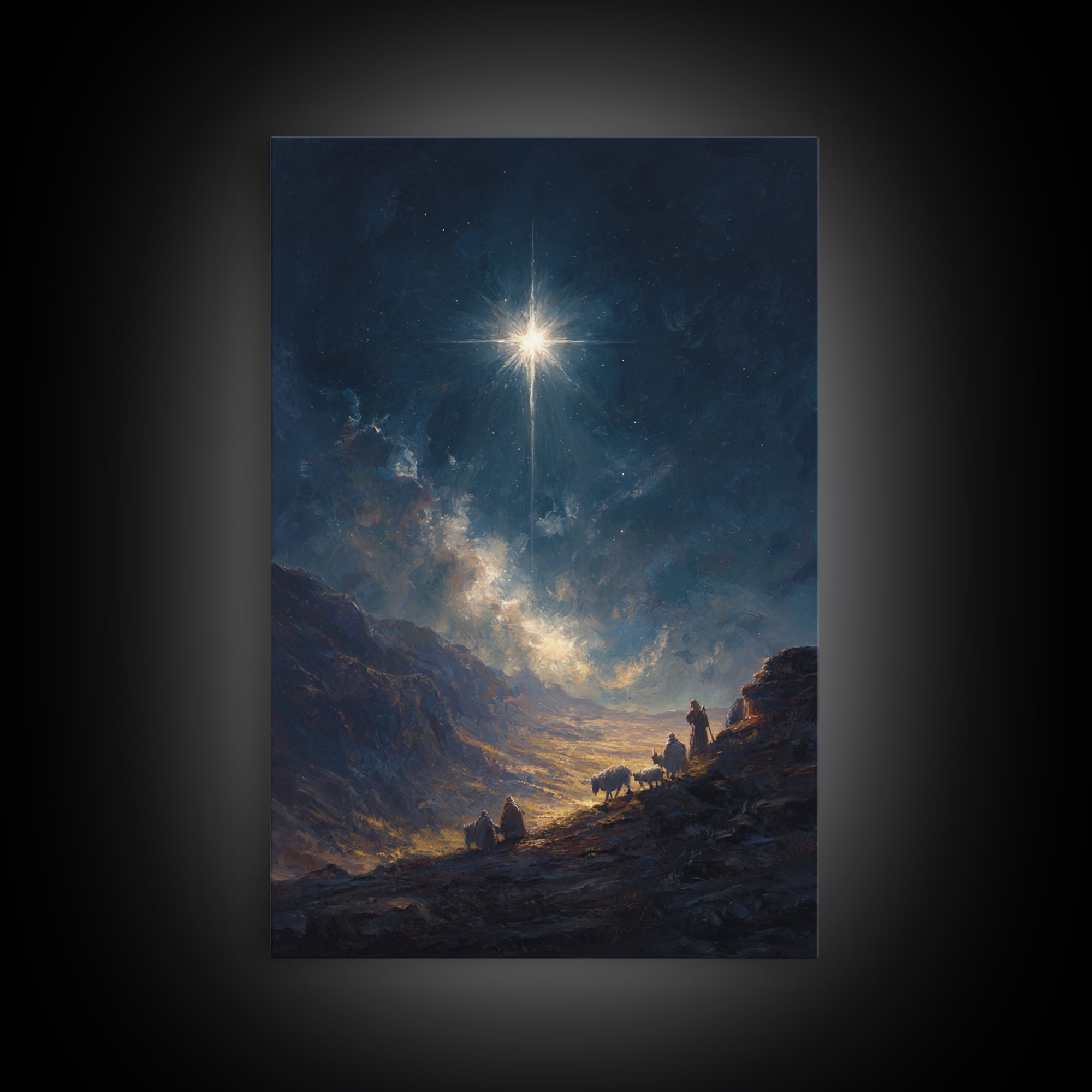 Starry Path – Framed Canvas Print – Christian Christmas Art – Christian Art Canvas – Christmas Wall Art – Modern Christian Art – Christian