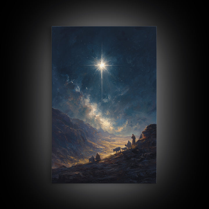Starry Path – Framed Canvas Print – Christian Christmas Art – Christian Art Canvas – Christmas Wall Art – Modern Christian Art – Christian