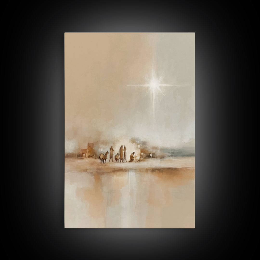 Bethlehem Journey, Framed Canvas Print, Christian Art Canvas, Christmas Art Prints, Christian Christmas Art, Subtle Christian Paintings, Ch
