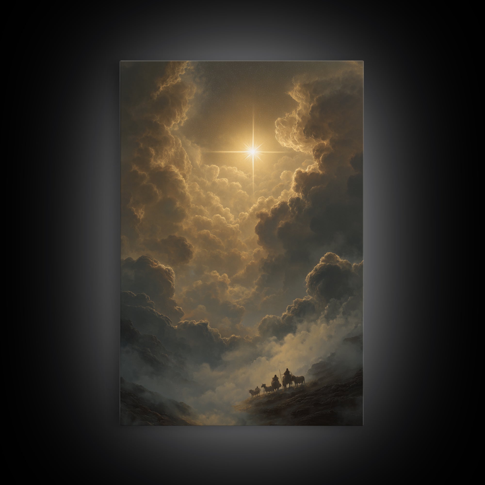 Guiding Star Glory – Framed Canvas Print – Christian Christmas Art – Christian Wall Art – Christmas Art Prints – Christian Art Canvas – Moo