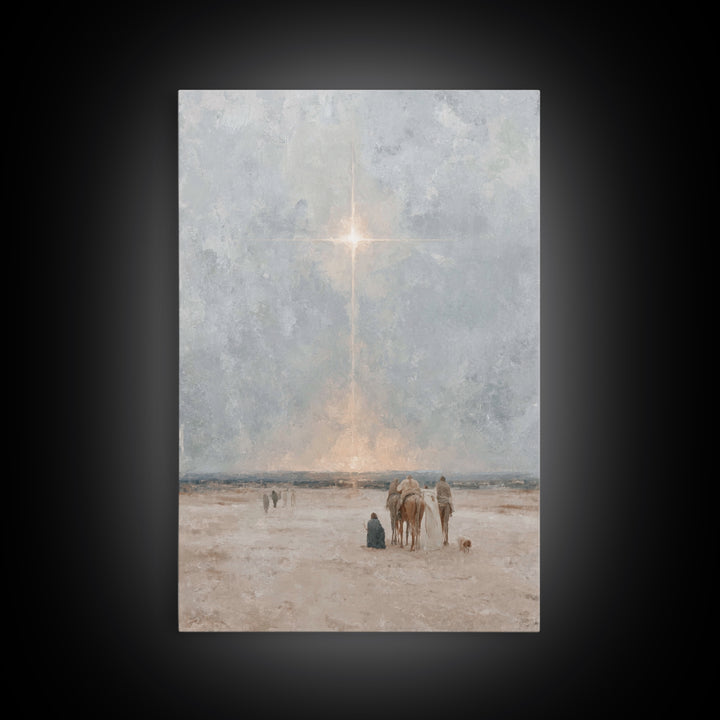The Guiding Star – Framed Canvas Print – Christian Wall Art – Christian Art Canvas – Jesus Painting – Christmas Art – Christian Christmas A