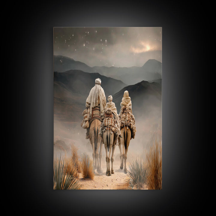 Guiding Star Caravan, Framed Canvas Print, Christian Art Canvas, Christian Christmas Art, Jesus Painting, Christmas Wall Art, Christian Dec
