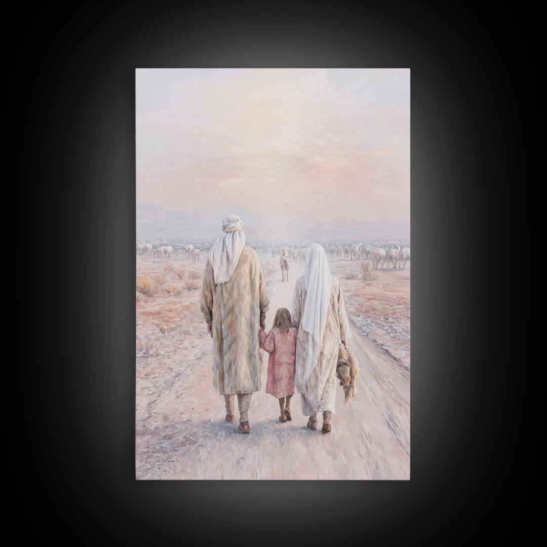 Pilgrims Of Dawn | Framed Canvas Print | Christian Wall Art | Christian Art Canvas | Jesus Painting | Christian Decor | Christmas Art