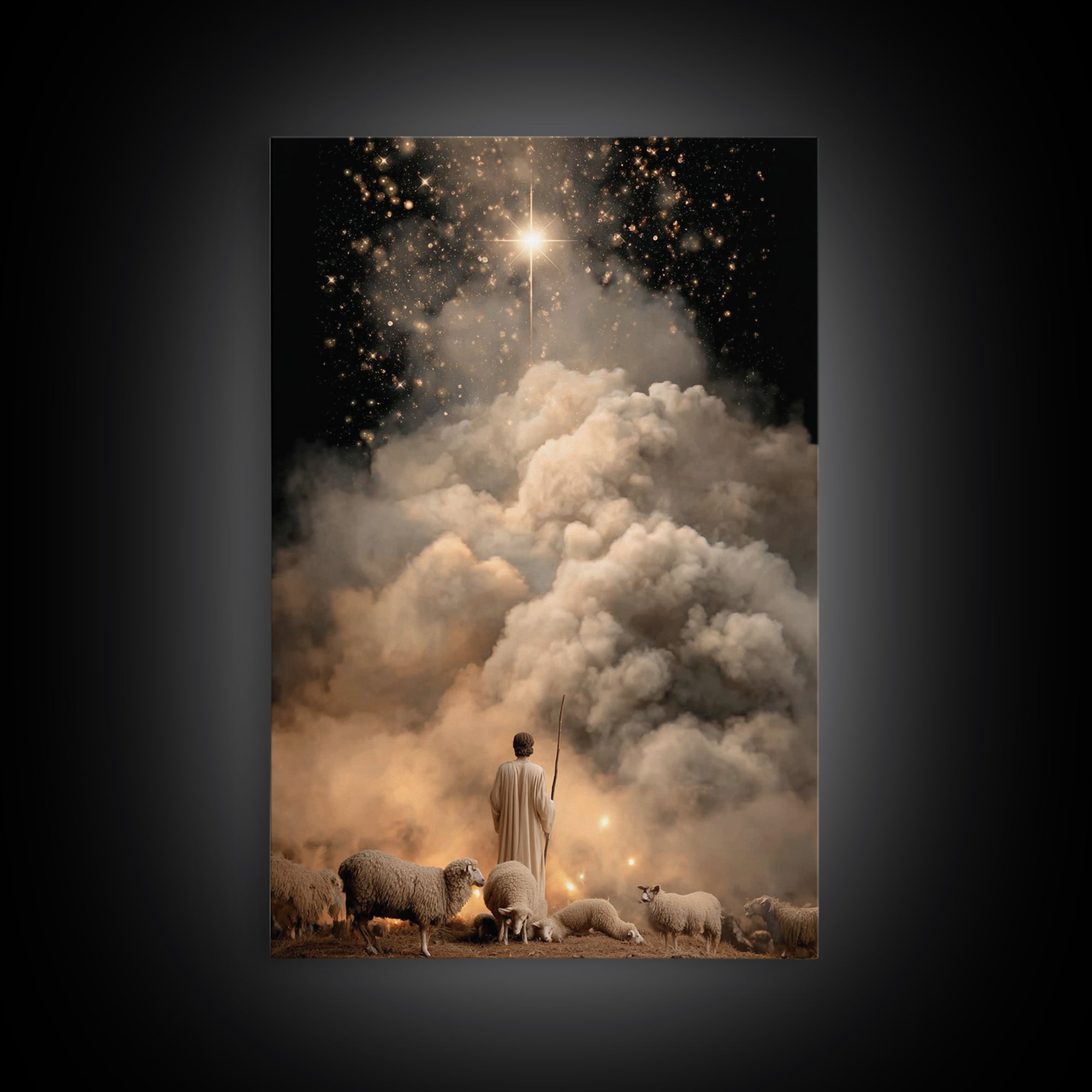 The Guiding Star – Framed Canvas Print – Christian Wall Art – Jesus Painting – Christian Christmas Art – Christian Art Canvas