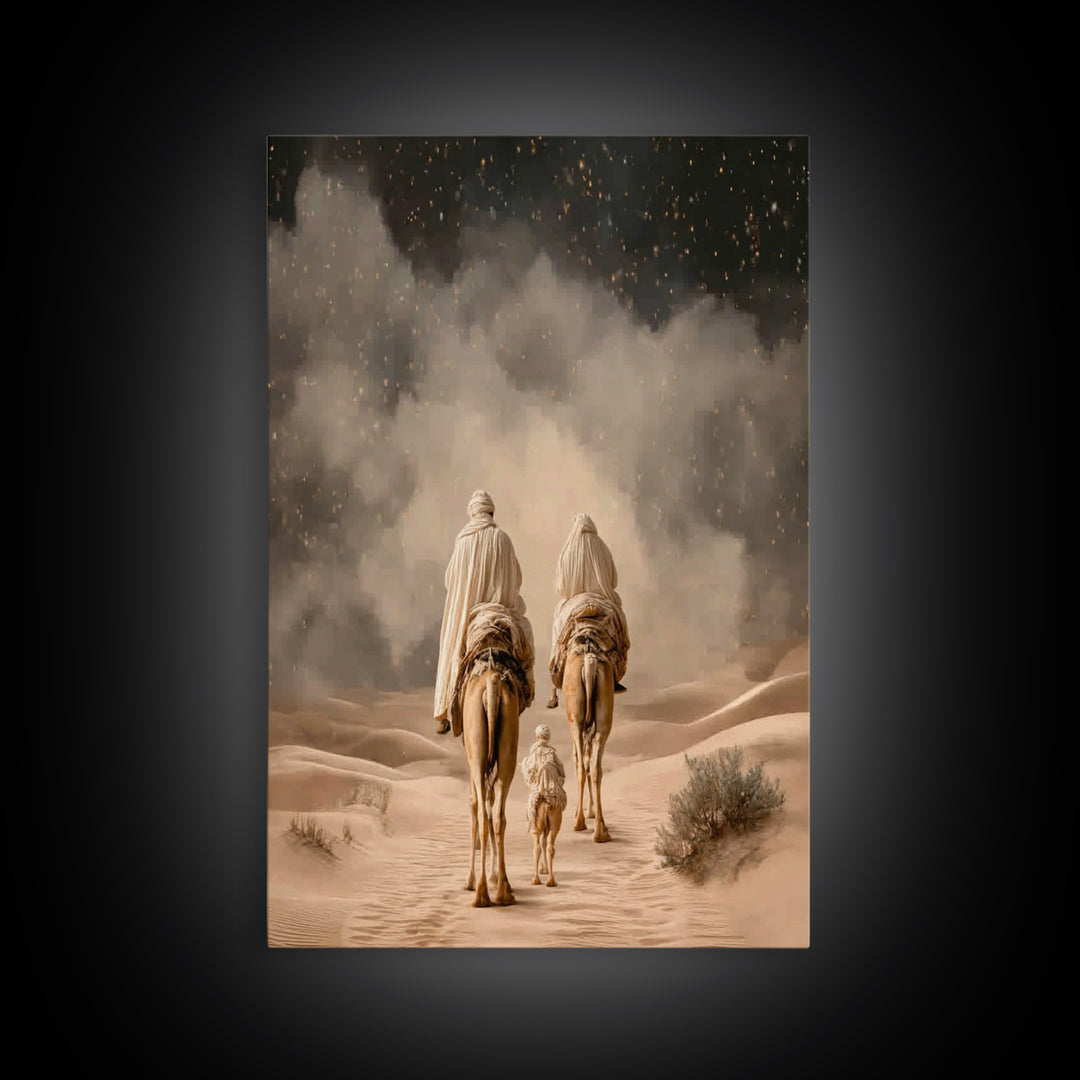 Desert Star Journey, Framed Canvas Print, Christian Art Canvas, Christian Wall Art, Christmas Art, Christian Christmas Art, Jesus Painting