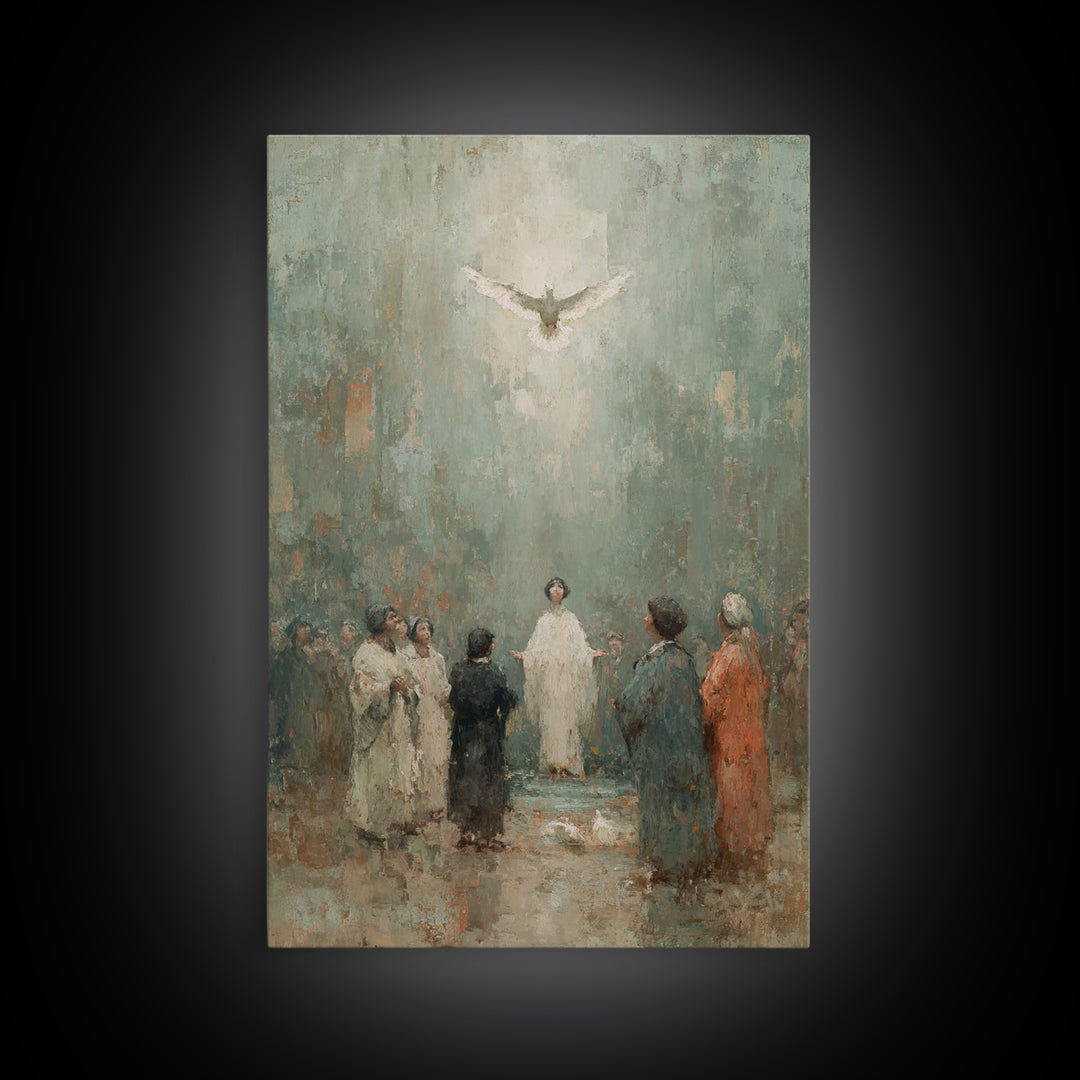 Pentecost Promise, Framed Canvas Print, Christian Art Canvas, Christian Wall Art, Christian Art Work, Christian Paintings, Christian Decor