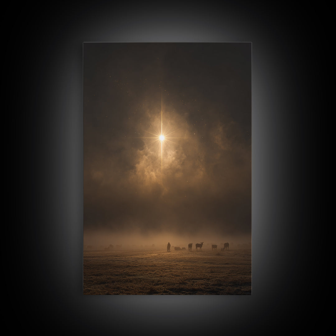 Silent Night Field – Framed Canvas Print – Christian Wall Art – Christian Art Canvas – Christmas Art Prints – Jesus Christmas Art