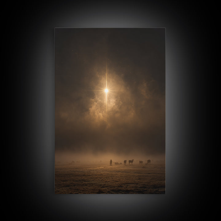 Silent Night Field – Framed Canvas Print – Christian Wall Art – Christian Art Canvas – Christmas Art Prints – Jesus Christmas Art