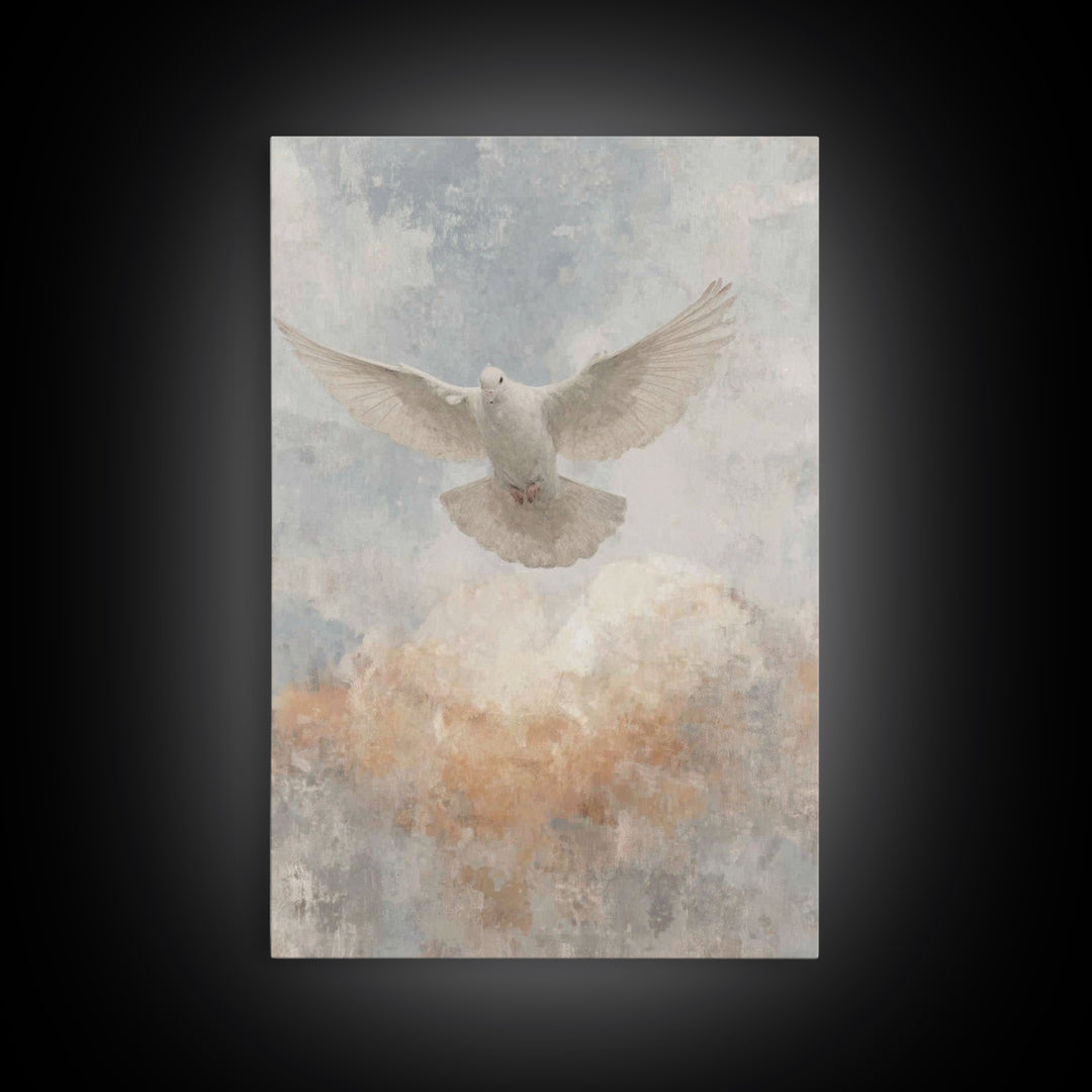 Heavenly Dove Light – Framed Canvas Print – Christian Wall Art – Christian Art Canvas – Christian Christmas Art – Christian Decor – Christi