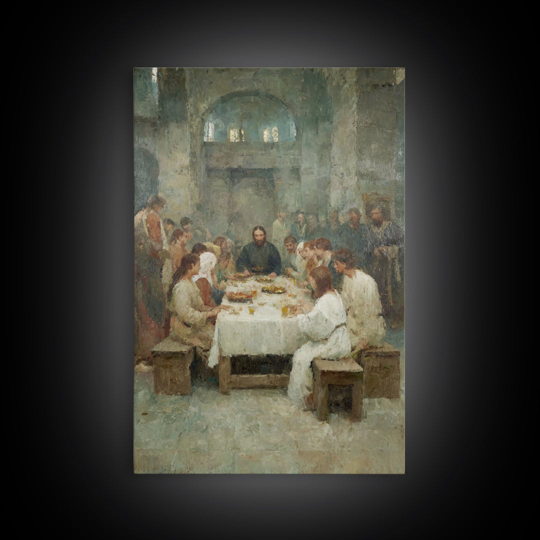 Sacred Gathering – Framed Canvas Print – Christian Art Canvas – Jesus Painting – Christian Wall Art – Christmas Art – Christian Decorations
