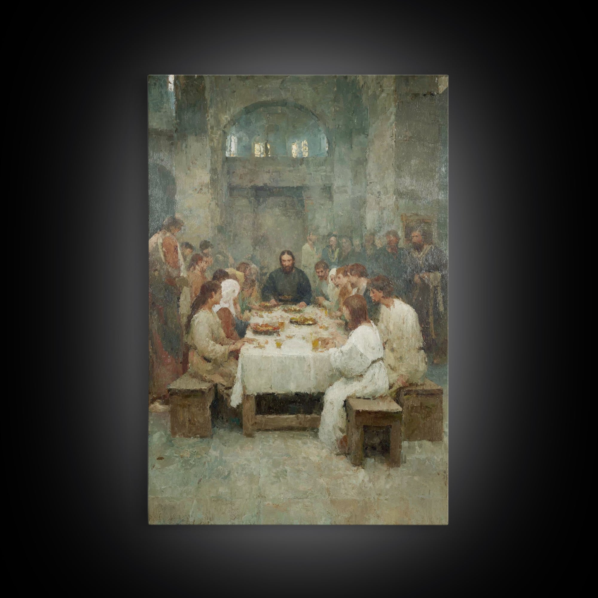 Sacred Gathering – Framed Canvas Print – Christian Art Canvas – Jesus Painting – Christian Wall Art – Christmas Art – Christian Decorations