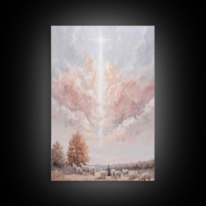 Heavenly Dawn – Framed Canvas Print – Christian Wall Art – Christian Art Canvas – Subtle Christian Art – Christmas Art Prints
