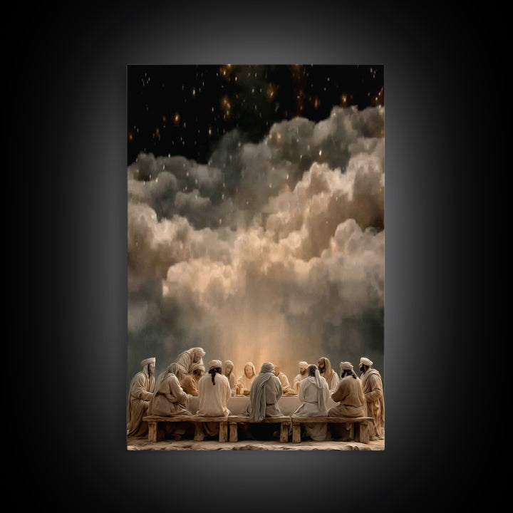 Sacred Evening Table | Framed Canvas Print | Modern Christian Art | Jesus Painting | Christian Art Canvas | Christian Wall Art | Christian