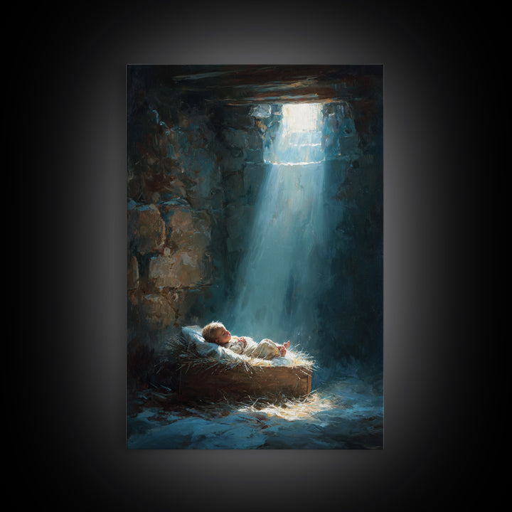 Holy Manger Light – Framed Canvas Print – Christian Wall Art – Christian Art Canvas – Jesus Christmas Art – Christmas Art – Christian Decor