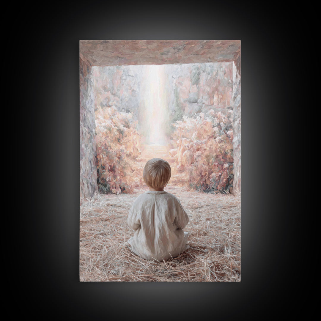 Child Of Promise | Framed Canvas Print | Christian Art Canvas | Christmas Art | Christian Christmas Art | Christian Wall Art | Christian De