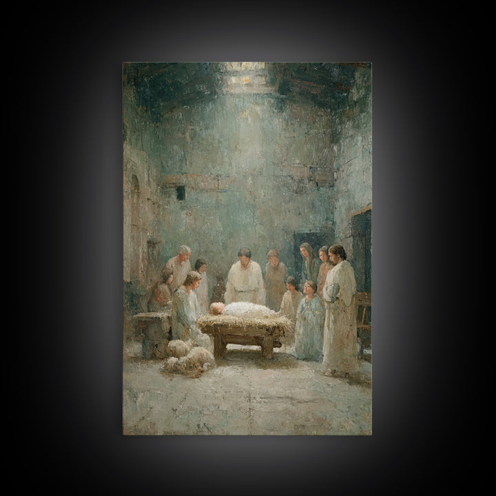 Holy Gathering | Framed Canvas Print | Christian Art Canvas | Jesus Christmas Art | Christmas Art | Christian Wall Art | Christian Decor