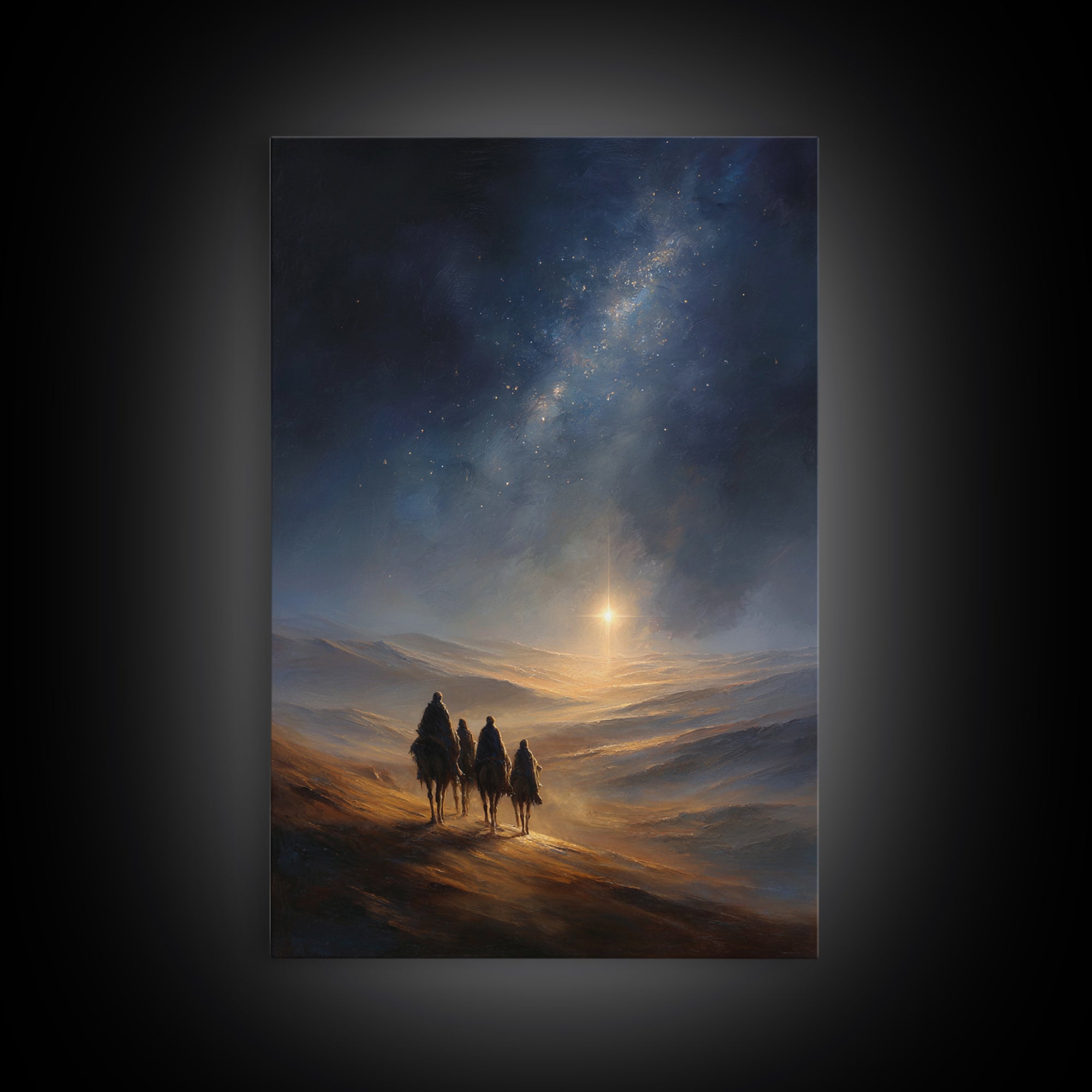 Journey By Starlight, Framed Canvas Print, Christian Christmas Art, Christmas Art, Christian Art Canvas, Christian Wall Art, Christian Deco