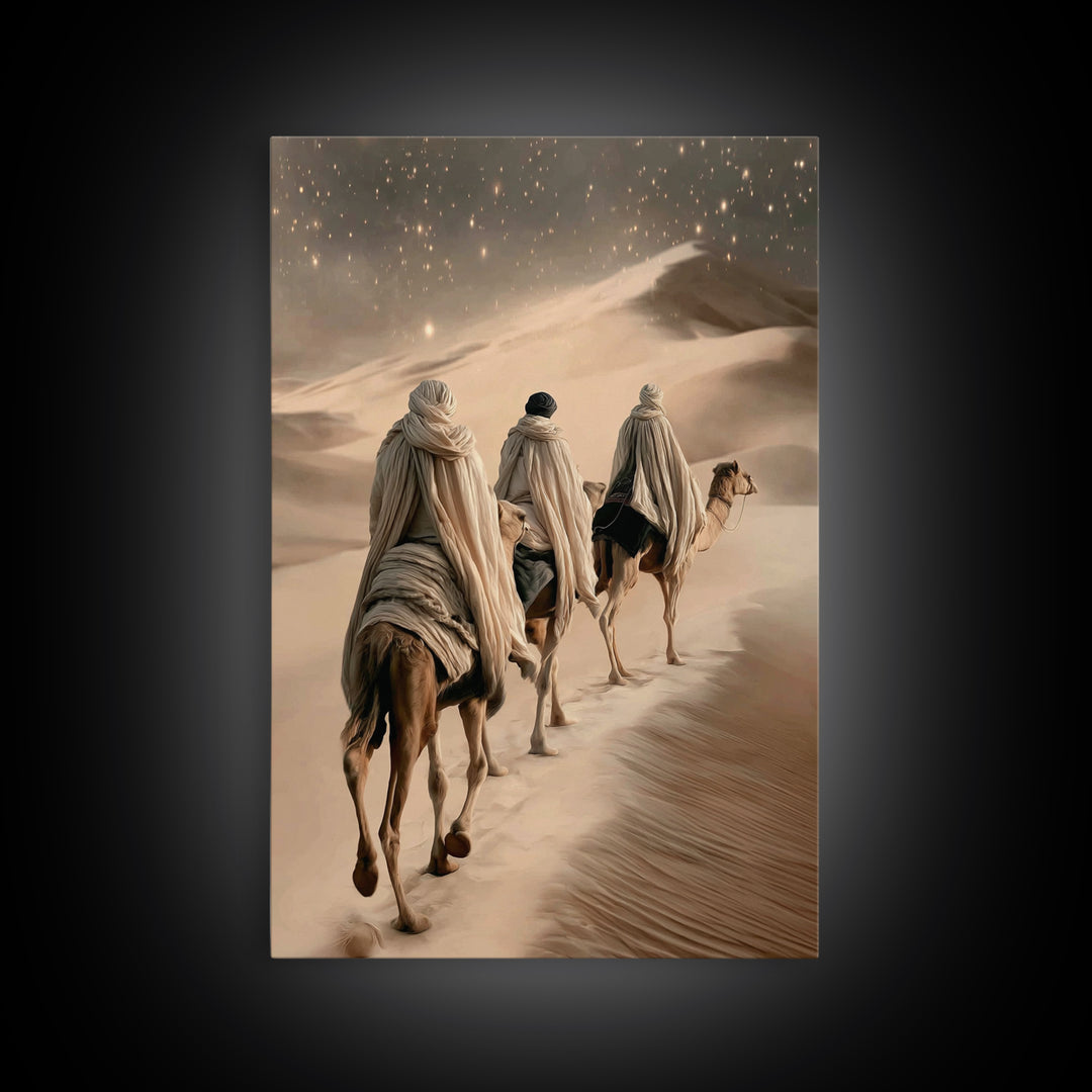 Desert Star Journey | Framed Canvas Print | Christian Art Canvas | Christian Christmas | Christmas Wall Art | Modern Christian Art | Jesus