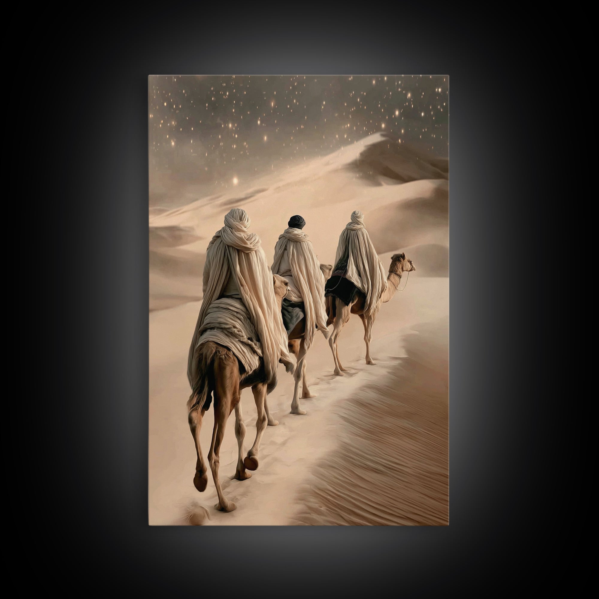 Desert Star Journey | Framed Canvas Print | Christian Art Canvas | Christian Christmas | Christmas Wall Art | Modern Christian Art | Jesus