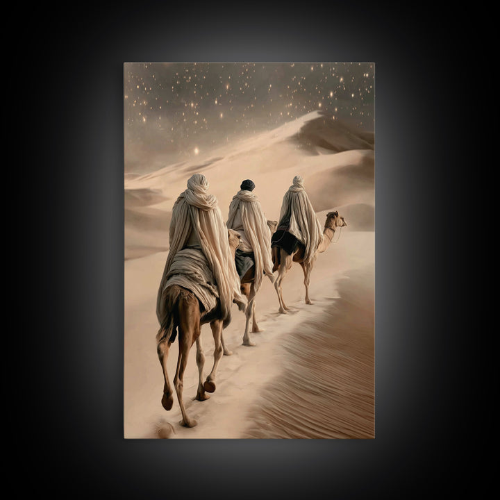 Desert Star Journey | Framed Canvas Print | Christian Art Canvas | Christian Christmas | Christmas Wall Art | Modern Christian Art | Jesus