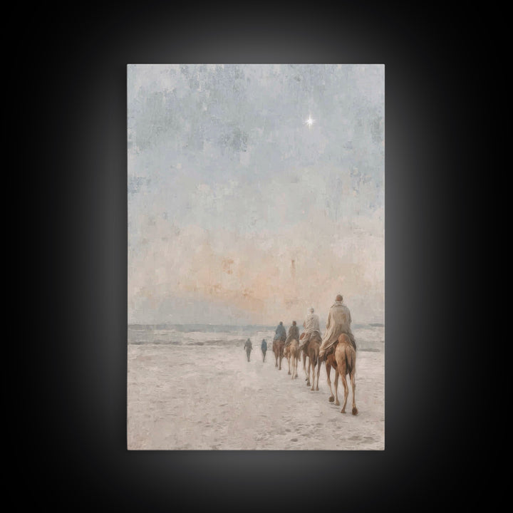 Sacred Pilgrimage, Framed Canvas Print, Christian Wall Art, Christian Christmas Art, Christian Art Canvas, Christmas Art Work, Jesus Painti