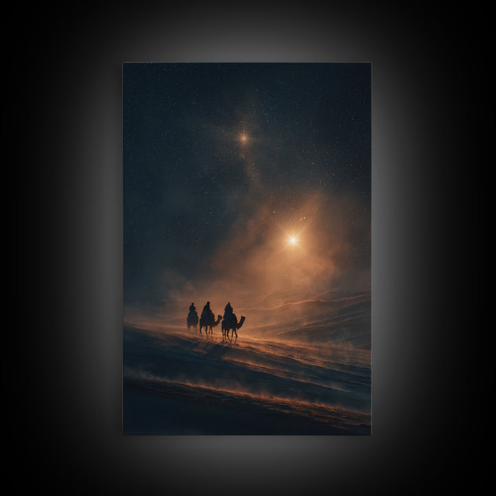 Heavenly Light Rise – Framed Canvas Print – Christmas Wall Art – Christian Art Canvas – Christian Christmas – Jesus Painting – Modern Chris