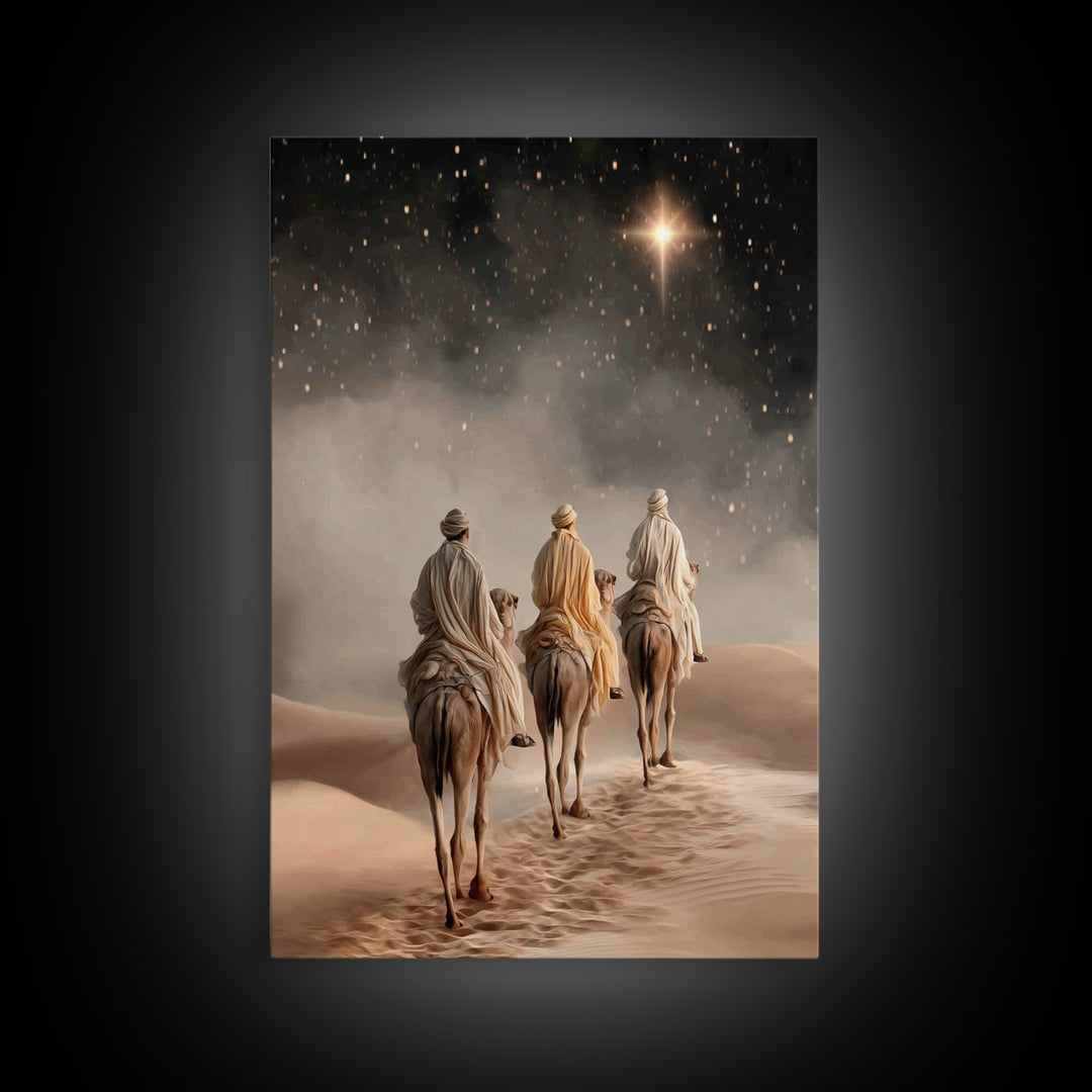 Desert Kings Journey, Framed Canvas Print, Christian Wall Art, Christian Christmas Art, Christian Art Canvas, Christmas Canvas Wall Art, Je