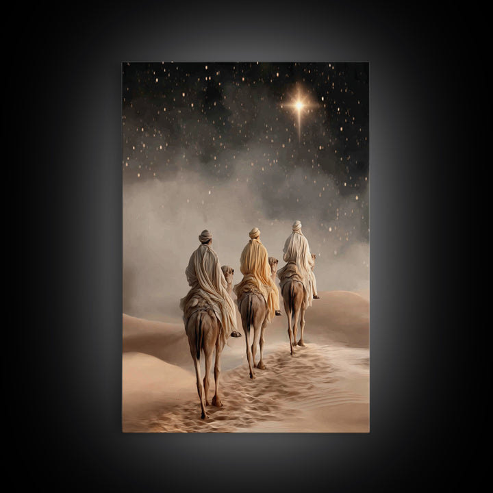 Desert Kings Journey, Framed Canvas Print, Christian Wall Art, Christian Christmas Art, Christian Art Canvas, Christmas Canvas Wall Art, Je