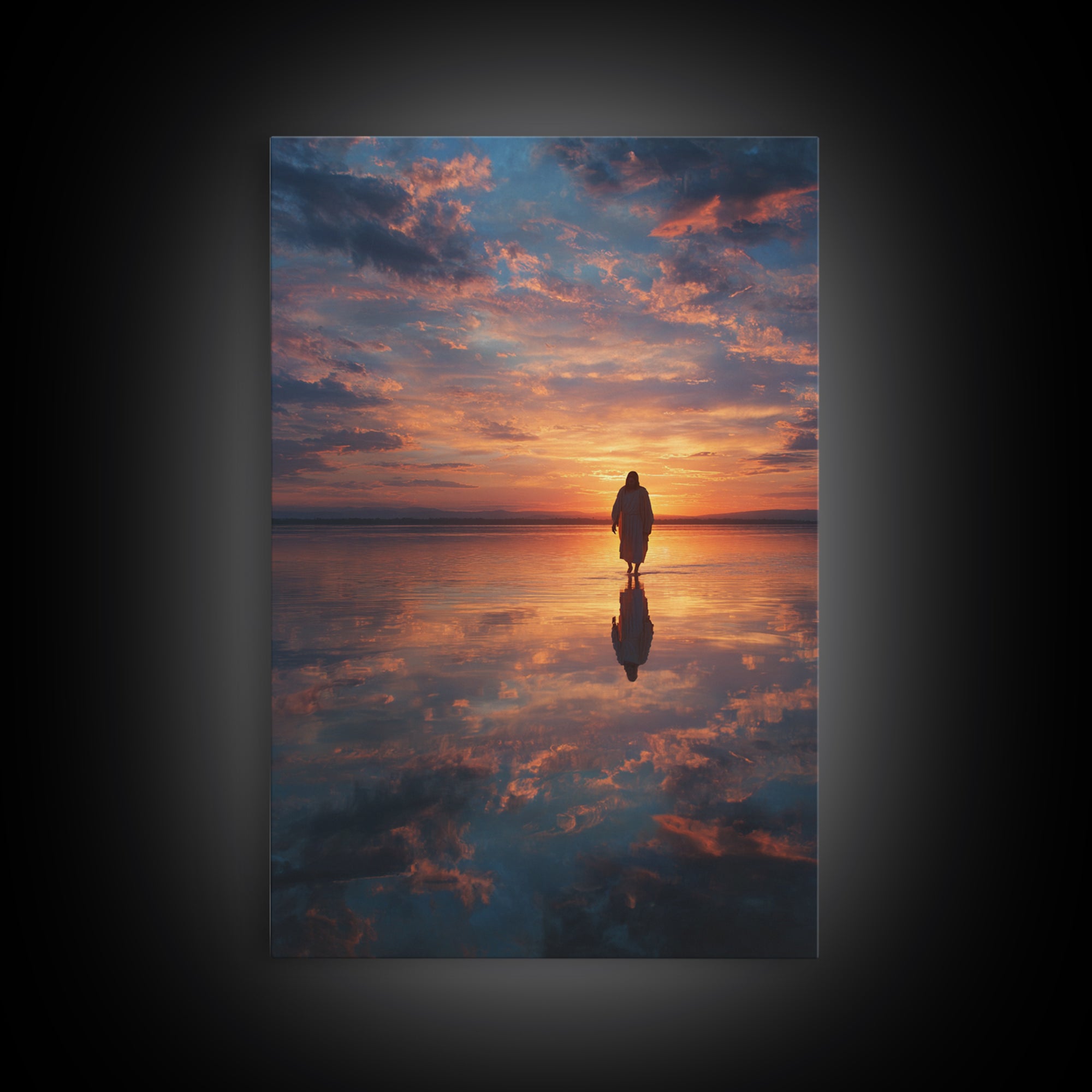 Sacred Reflection – Framed Canvas Print – Christian Wall Art – Christian Art Canvas – Jesus Painting – Modern Christian Art