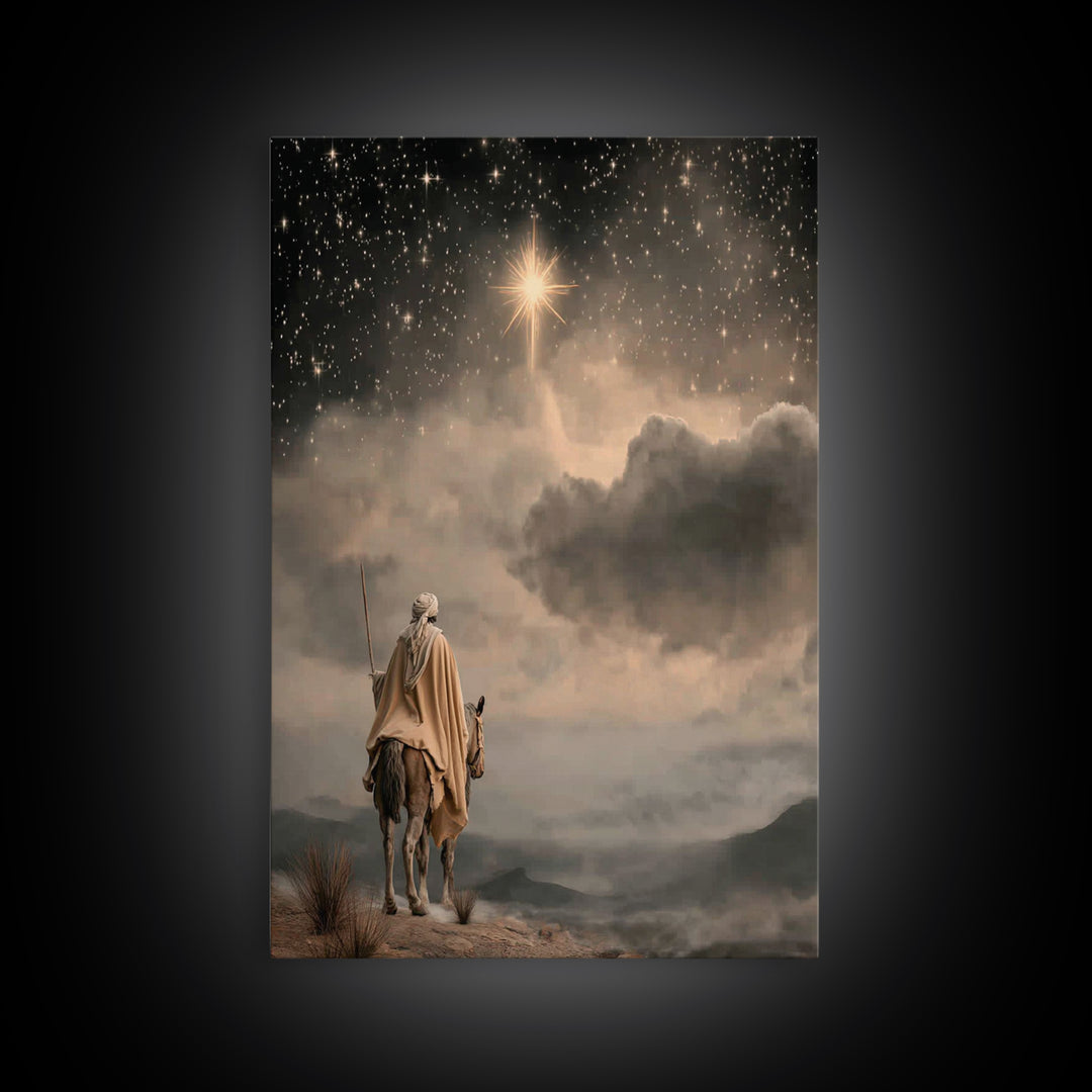 Holy Bethlehem Star, Framed Canvas Print, Christian Wall Art, Christian Art Canvas, Christmas Art, Christian Christmas Art, Christian Gift
