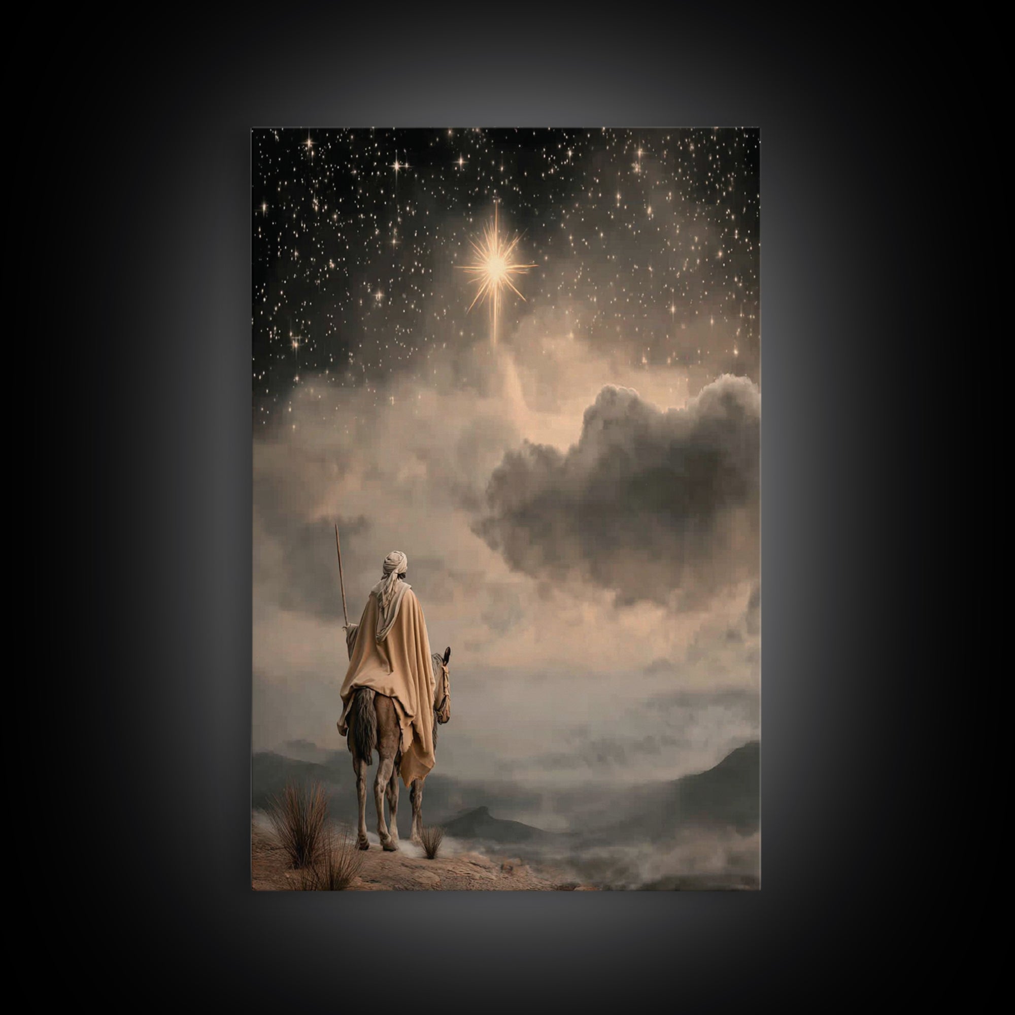 Holy Bethlehem Star, Framed Canvas Print, Christian Wall Art, Christian Art Canvas, Christmas Art, Christian Christmas Art, Christian Gift