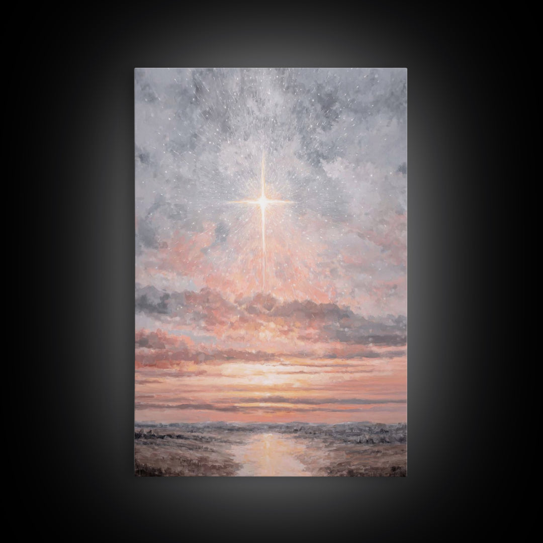 Celestial Promise | Framed Canvas Print | Christian Wall Art | Christian Art Canvas | Christmas Art | Christian Christmas Art | Christian D