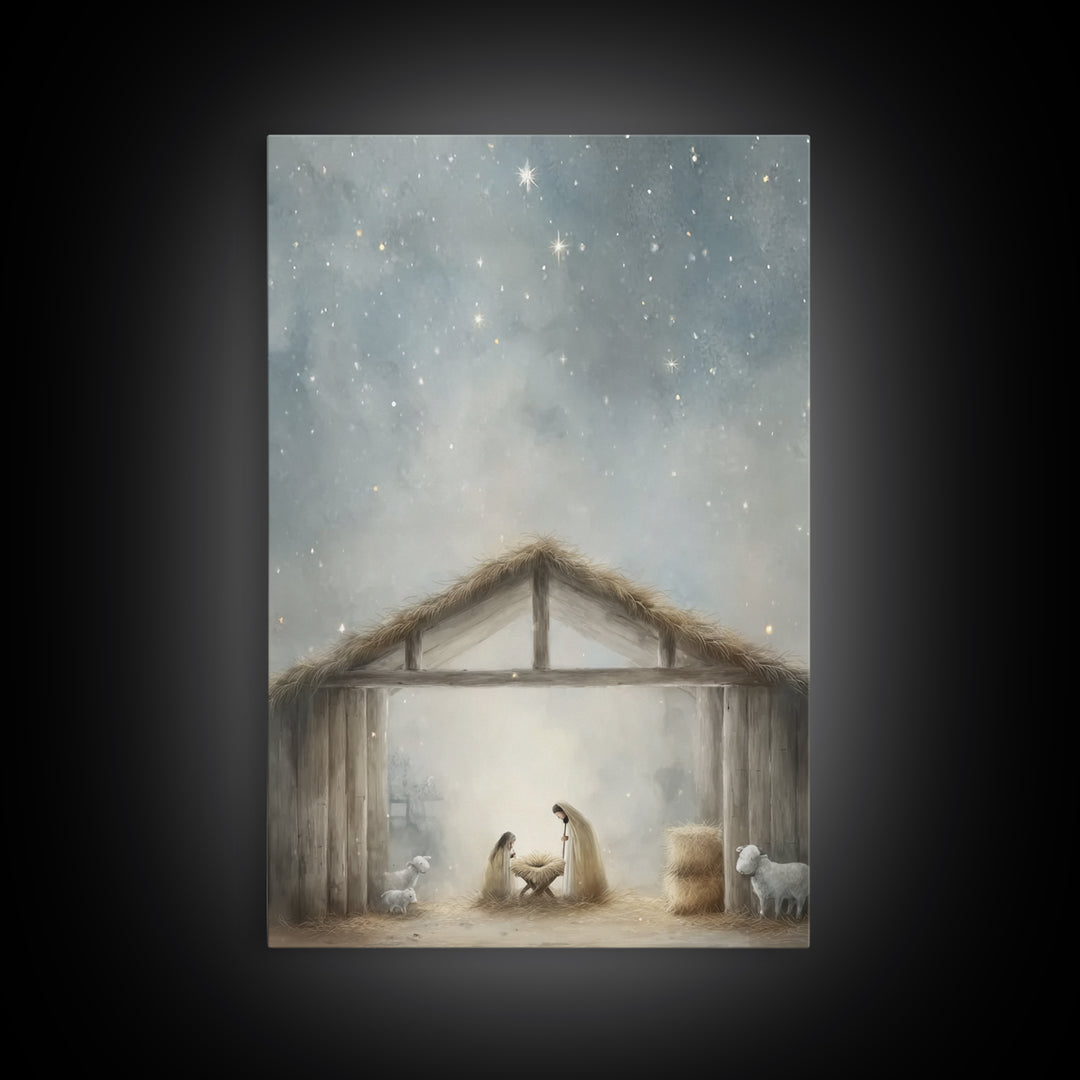 Heaven’s Radiance, Framed Canvas Print, Christian Wall Art, Christian Art Canvas, Christmas Art, Christian Christmas Art, Christian Gift Id